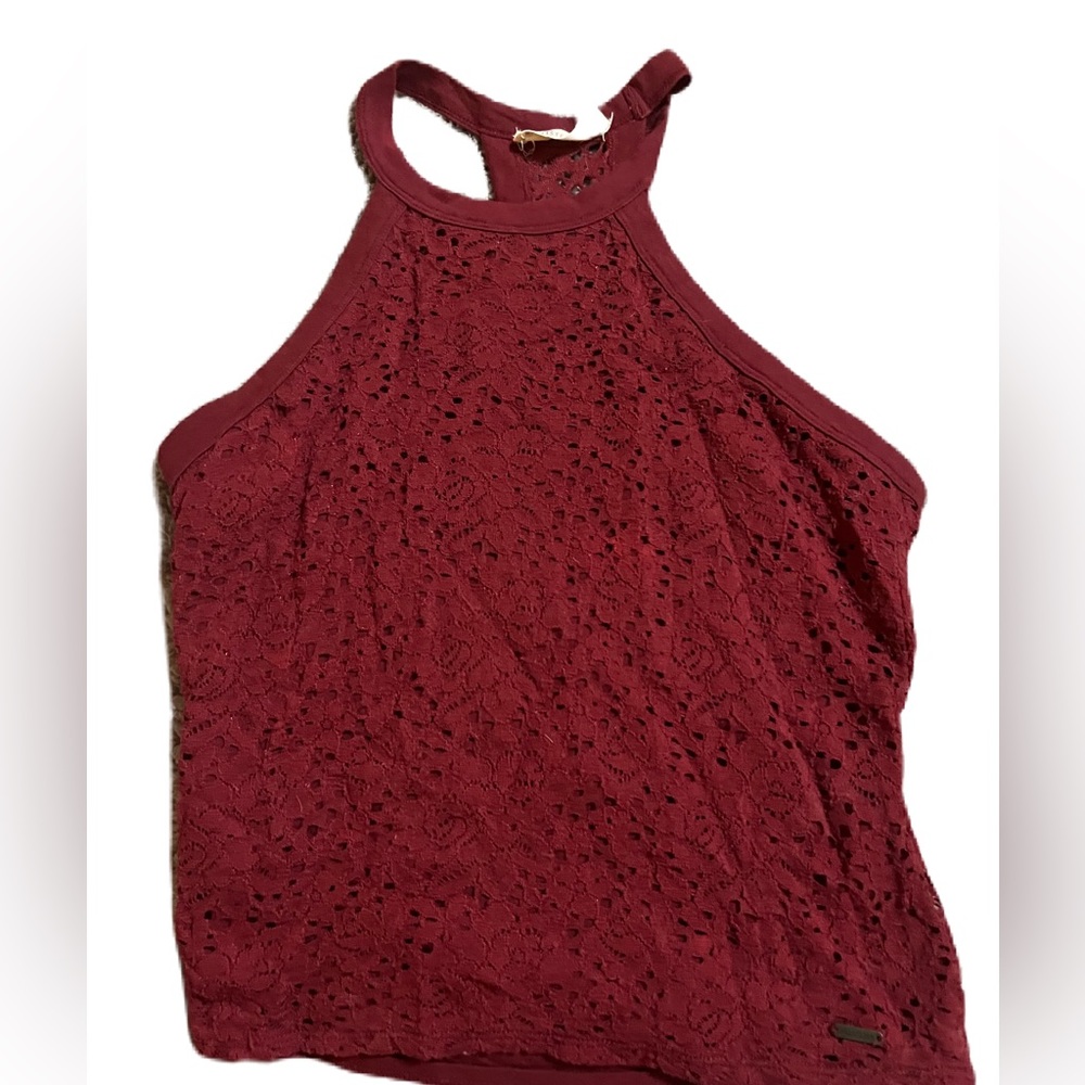 Hollister burgundy lace tang-top